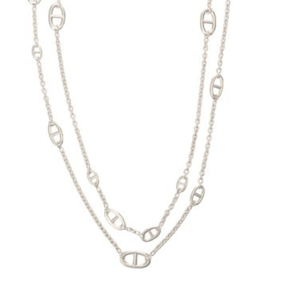 HERMES Chaine d'Ancre Farandole Necklace, Women's, Sterling Silver 925, A-Ran...